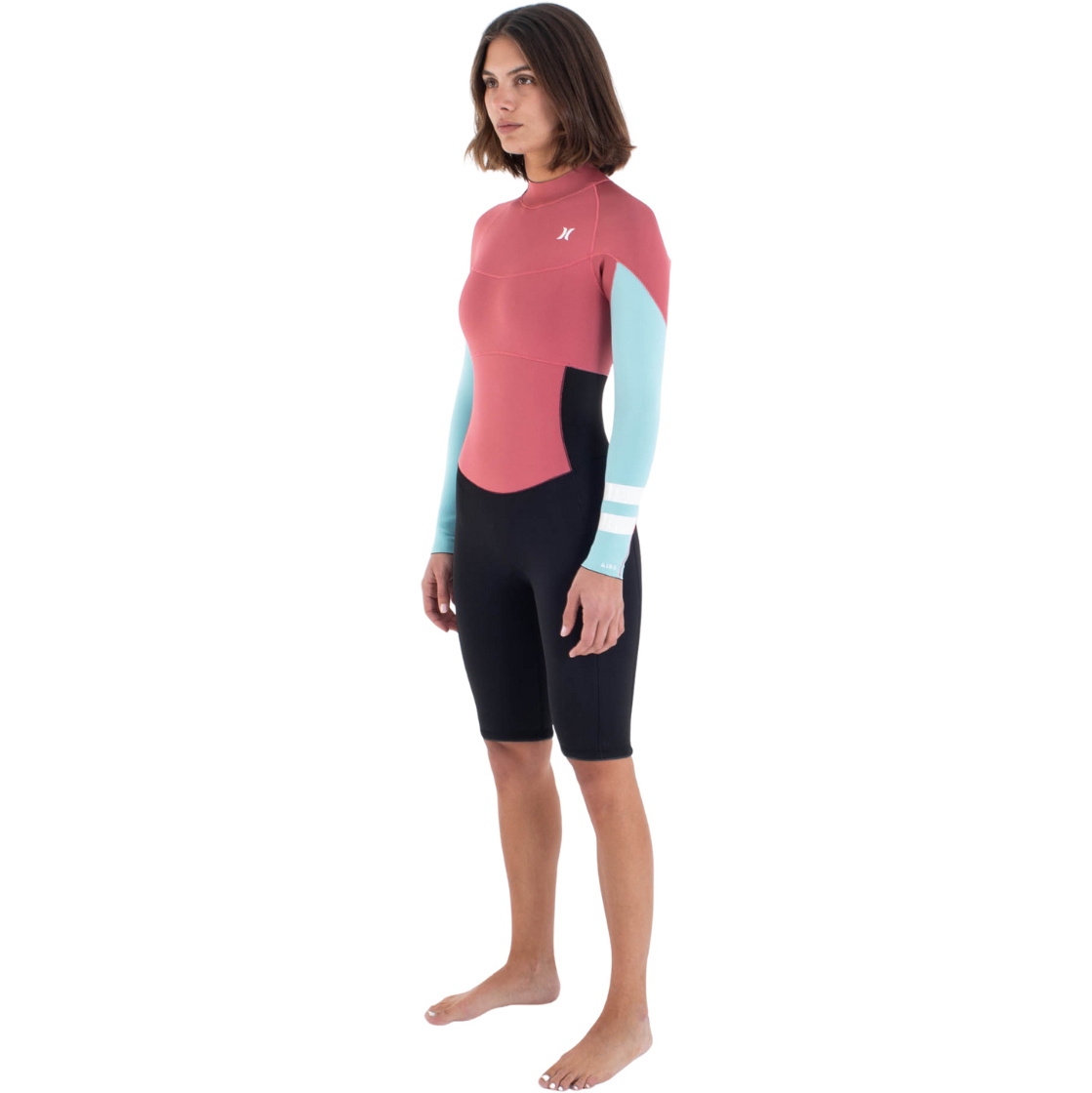 Roupa De Mergulho Curta Hurley Air 2mm Manga Longa Média Shorty Back Zip 2025 WSS0014232 - Spiced Coral